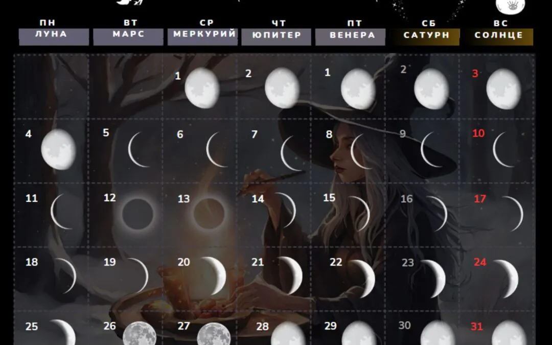 Lunar calendar for your rituals for December 2023